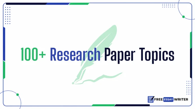A featured image with Research Paper Topics Title written on a white frame with a freeeaasywriter.net logo on the bottom right.